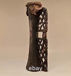 PAPUA NEW GUINEA Antique Original Oceanic Hand Carved Folk Tribal Snakeskin Drum