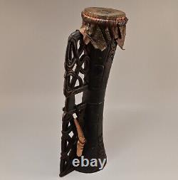 PAPUA NEW GUINEA Antique Original Oceanic Hand Carved Folk Tribal Snakeskin Drum