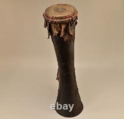 PAPUA NEW GUINEA Antique Original Oceanic Hand Carved Folk Tribal Snakeskin Drum