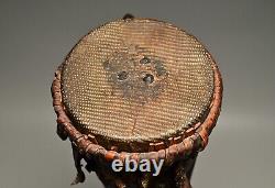 PAPUA NEW GUINEA Antique Original Oceanic Hand Carved Folk Tribal Snakeskin Drum