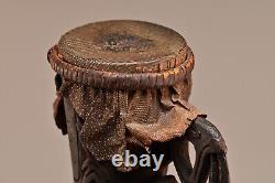 PAPUA NEW GUINEA Antique Original Oceanic Hand Carved Folk Tribal Snakeskin Drum