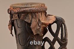 PAPUA NEW GUINEA Antique Original Oceanic Hand Carved Folk Tribal Snakeskin Drum