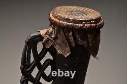 PAPUA NEW GUINEA Antique Original Oceanic Hand Carved Folk Tribal Snakeskin Drum