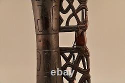 PAPUA NEW GUINEA Antique Original Oceanic Hand Carved Folk Tribal Snakeskin Drum