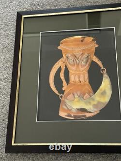 PAPUA NEW GUINEA Copper Picture Tribal Wall Art Framed 15x17in