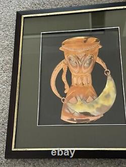 PAPUA NEW GUINEA Copper Picture Tribal Wall Art Framed 15x17in