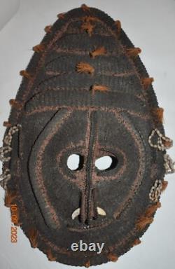 PAPUA NEW GUINEA SEPIK basketry MASK, SHELLS, TEETH, 23 1900S