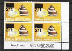 PAPUA NEW GUINEA SG734 1994 21t ON 80t SURCHARGE MNH IMPRINT BLK OF 4