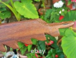 PAPUA NEW GUINEA crocodile wood tiki tooth carving vtg pacific tribal art statue