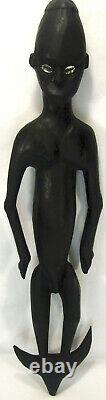 PNG Papua New Guinea Carved Wood Man Basket Suspension Hook 55 x 13.5 cm