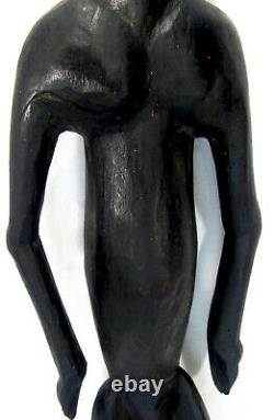 PNG Papua New Guinea Carved Wood Man Basket Suspension Hook 55 x 13.5 cm