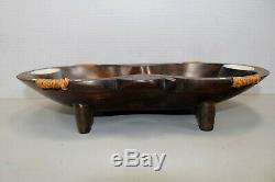 Pacifc Islands Fiji Trobriand Large Wooden Bowl Handmade MOP & Turtle Accent 16