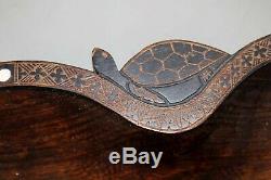 Pacifc Islands Fiji Trobriand Large Wooden Bowl Handmade MOP & Turtle Accent 16