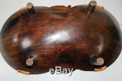 Pacifc Islands Fiji Trobriand Large Wooden Bowl Handmade MOP & Turtle Accent 16