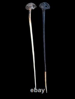 Pair of Cassowary Bone Lime Sticks East Sepik Papua New Guinea 1960