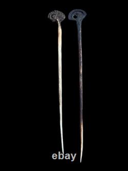 Pair of Cassowary Bone Lime Sticks East Sepik Papua New Guinea 1960