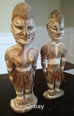 Pair of Old PNG Sepik Figures PAPUA NEW GUINEA Mid 20th Century