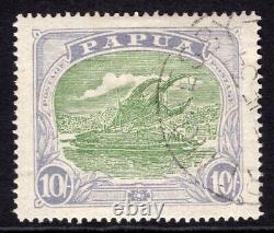 Papua 1916-31 Lakatoi 10/- Green & Pale Ultramarine Very Fine Cds Used. Sg 105