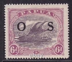 Papua 1931 OS Opt, 6d POSTACE AT LEFT SGO62a mounted mint