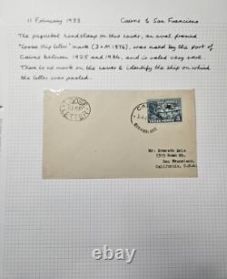 Papua New Guinea 1933 Paquebot'Loose Ship Letter' Cover t Calif. USA Cairns Cds