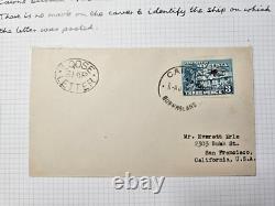 Papua New Guinea 1933 Paquebot'Loose Ship Letter' Cover t Calif. USA Cairns Cds
