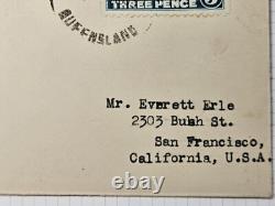 Papua New Guinea 1933 Paquebot'Loose Ship Letter' Cover t Calif. USA Cairns Cds
