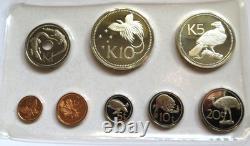 Papua New Guinea. 1975 8 piece Proof Set includes Silver 5 & 10 Kina. 1.68 oz