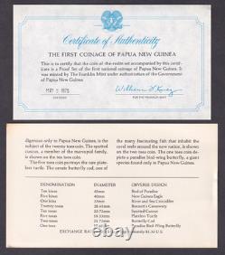 Papua New Guinea. 1975 8 piece Proof Set includes Silver 5 & 10 Kina. 1.68 oz