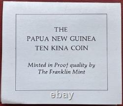 Papua New Guinea 1975 Silver Proof 10 Kina Coin Bird of Paradise COA Cased