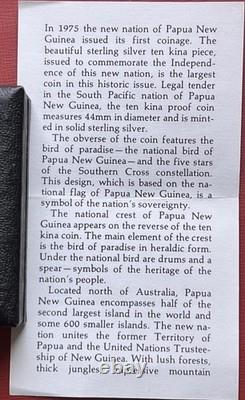Papua New Guinea 1975 Silver Proof 10 Kina Coin Bird of Paradise COA Cased