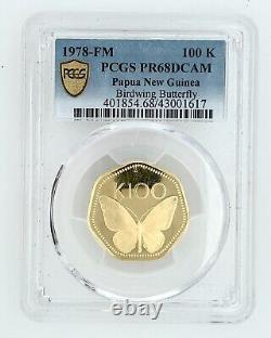 Papua New Guinea 1978FM Proof Gold 100 Kina PCGS PF68DCAM BirdWing Butterfly