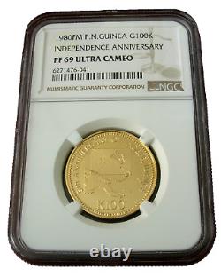 Papua New Guinea 1980FM Gold 100 Kina NGC PF69UC Independence Anniversary