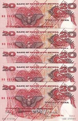 Papua New Guinea, 20 Kina, 1977, UNC, p45as, SPECIMEN, (Total 5 banknotes)