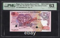 Papua New Guinea 5 Kina ND(1993-95) P14bs Specimen N. 001UNC Grade 63