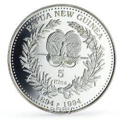 Papua New Guinea 5 kina Coinage 100 Years Paradise Bird proof silver coin 1994