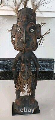 Papua New Guinea Ancestor Figure 18 Hand Carved Art Shell Eyes