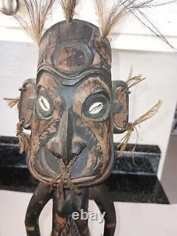 Papua New Guinea Ancestor Figure 18 Hand Carved Art Shell Eyes