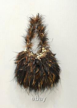 Papua New Guinea Bilum Bag Woven Fiber Chicken Feather Goroka