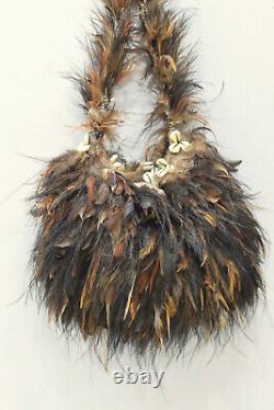 Papua New Guinea Bilum Bag Woven Fiber Chicken Feather Goroka