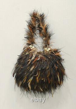 Papua New Guinea Bilum Bag Woven Fiber Chicken Feather Goroka