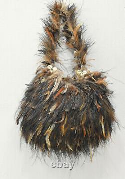 Papua New Guinea Bilum Bag Woven Fiber Chicken Feather Goroka