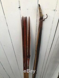 Papua New Guinea Bow And Arrow Hunting Set (Antique Vintage) 2 bows & 20 Arrows