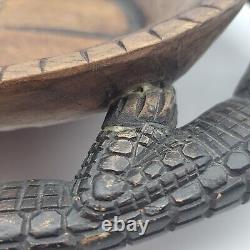 Papua New Guinea Carved Wood Bowl Crocodile PNG Hand Carved Repaired See Photos