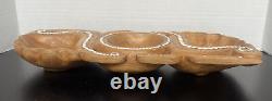 Papua New Guinea Carved Wood Tribal Ceremonial Ritual 3 Compartment Bowl