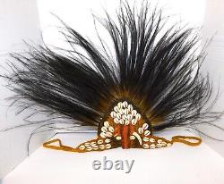Papua New Guinea Cassowary Feather Initation Head Dress Braided Tribal Art