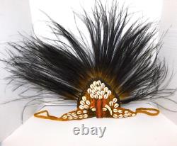 Papua New Guinea Cassowary Feather Initation Head Dress Braided Tribal Art Rare
