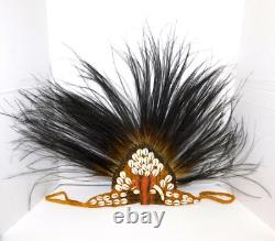 Papua New Guinea Cassowary Feather Initation Head Dress Braided Tribal Art Rare