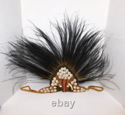 Papua New Guinea Cassowary Feather Initation Head Dress Braided Tribal Art Rare