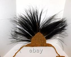 Papua New Guinea Cassowary Feather Initation Head Dress Braided Tribal Art Rare
