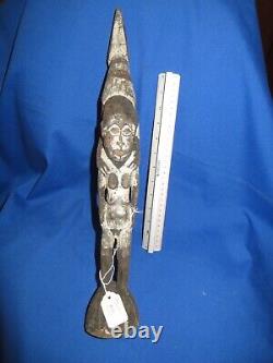 Papua New Guinea Ceremonial Female Small Breast Fertility Figure wit Subut Bird